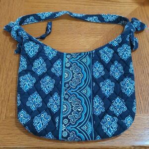 Vera Bradley Retired Paisley Print Blue/White Pattern Fabric Mini Hobo Bag